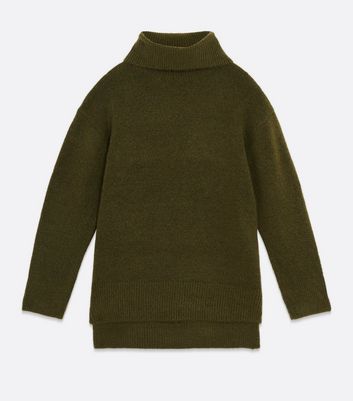 khaki polo neck jumper