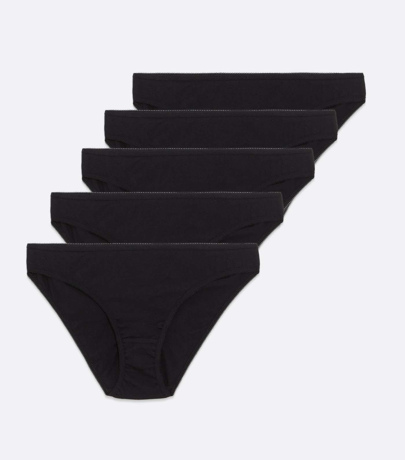 5 Pack Black Cotton Blend Bikini Briefs Image 5