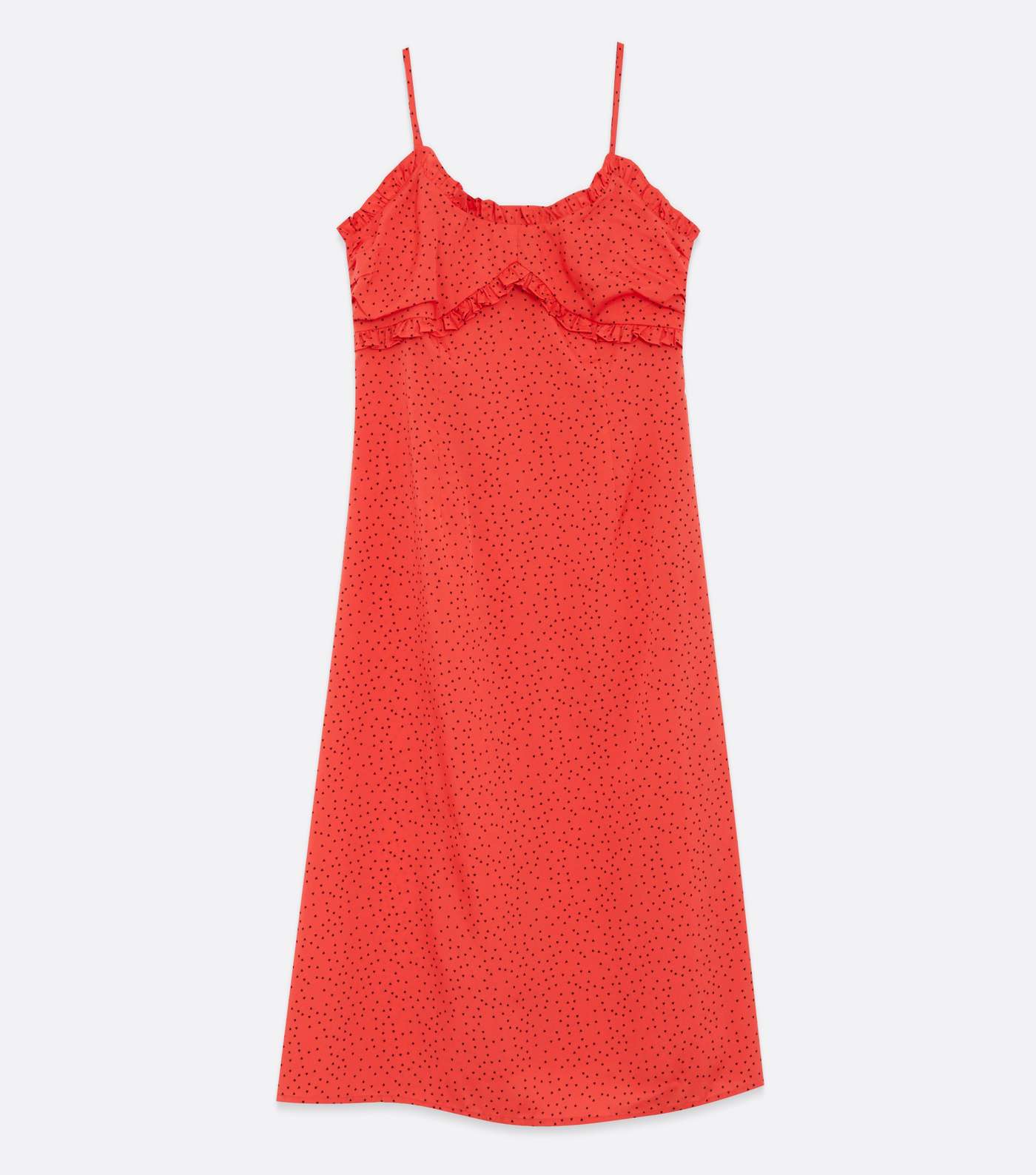 Red Heart Print Frill Midi Slip Dress Image 5