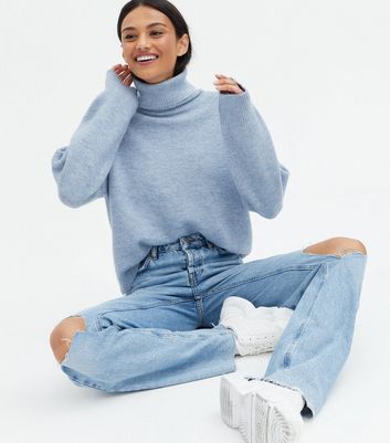 Pale Blue Roll Neck Jumper New Look