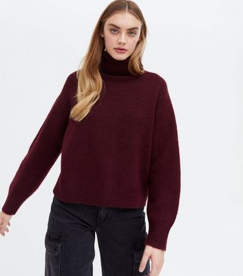 Burgundy polo neck store jumper womens