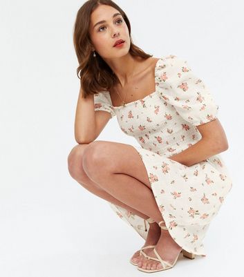 new look floral shirred dress