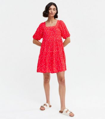 new look red spot dress