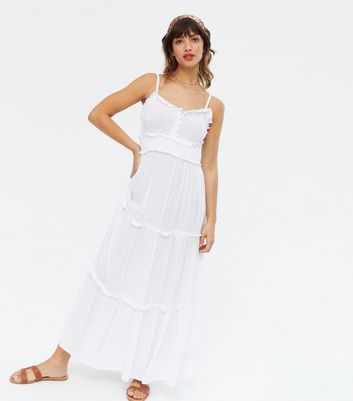 tiered maxi dress white