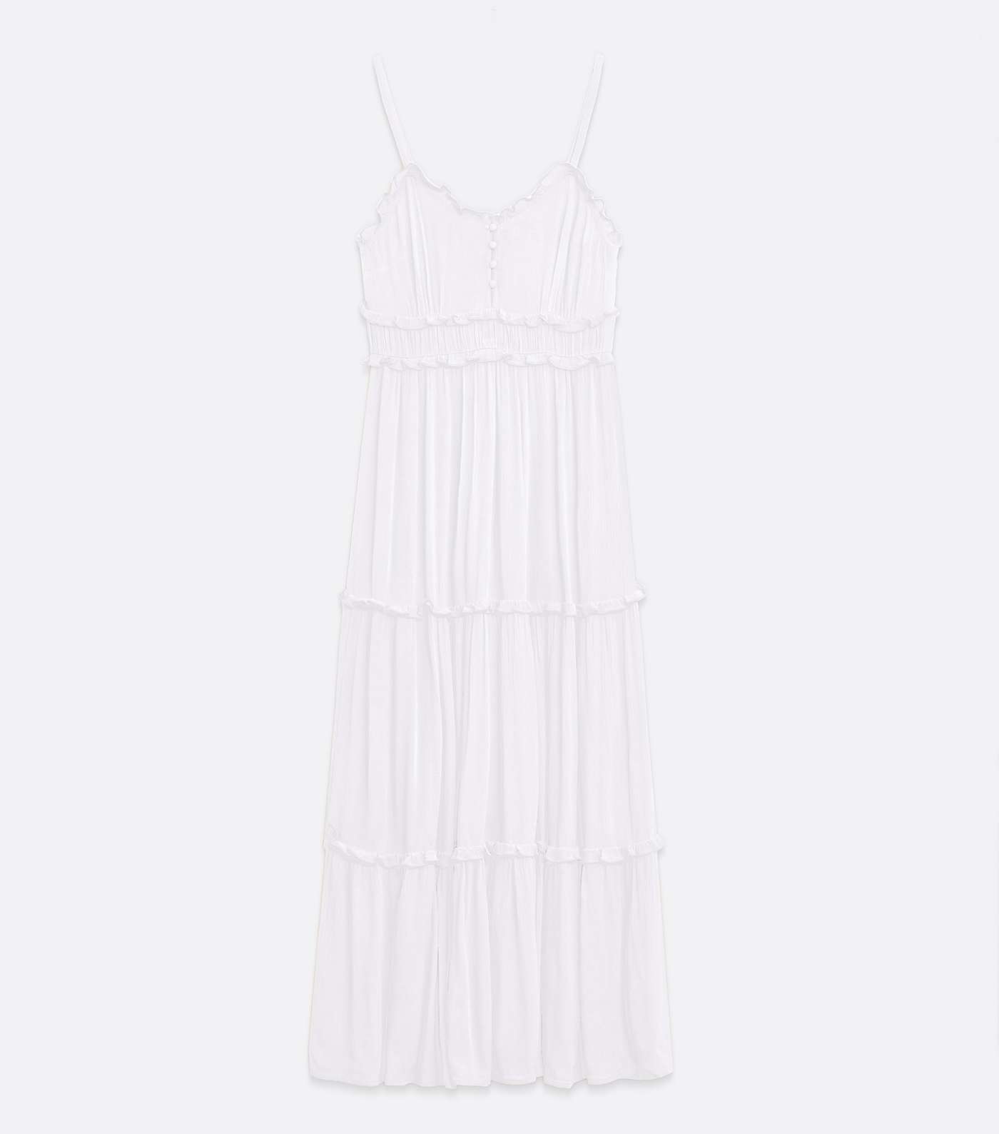White Frill Strappy Tiered Maxi Dress Image 5