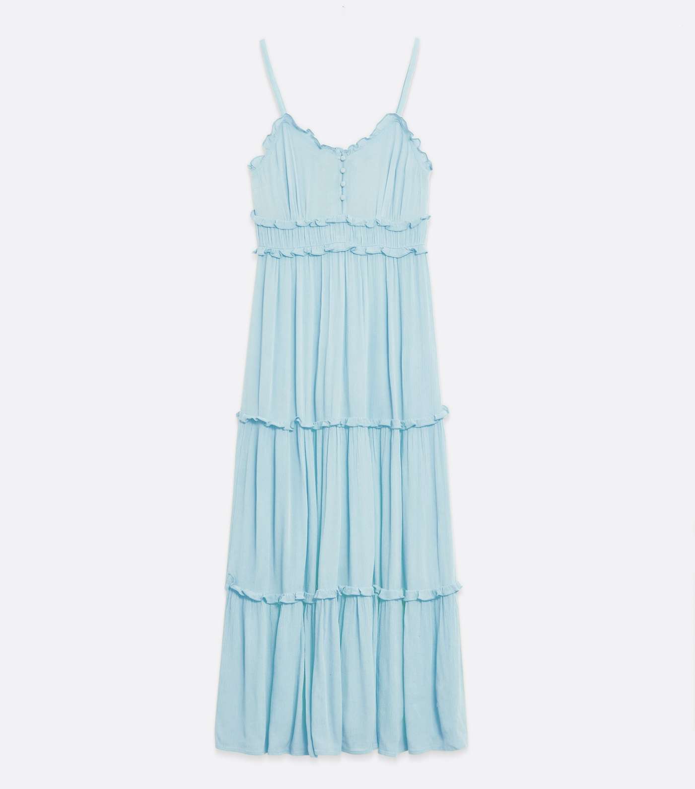 Pale Blue Frill Strappy Tiered Maxi Dress Image 5