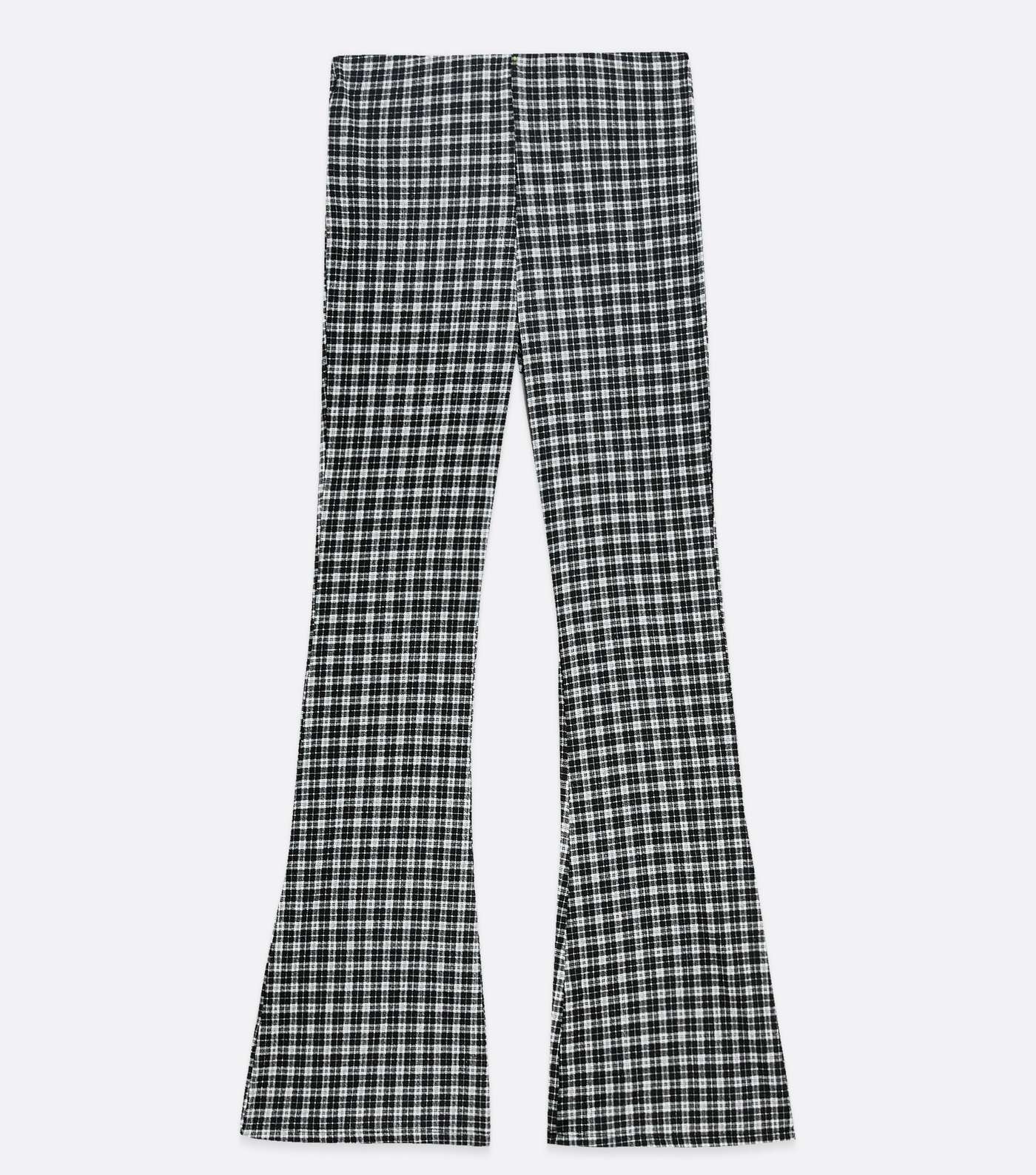 Black Check Jersey Flared Trousers  Image 5