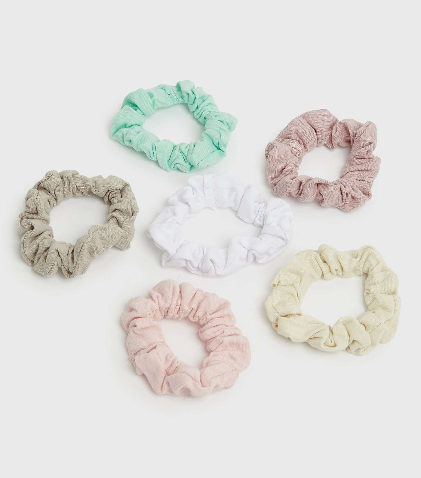 6 Pack Multicoloured Soft Knit Mini Scrunchies