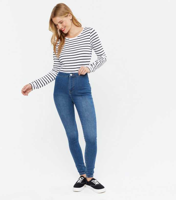 Blue High Waist Hallie Skinny Jeans | New