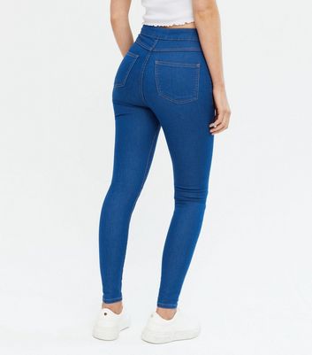 Click to view product details and reviews for Bright Blue High Waist Hallie Super Skinny Jeans New Look.