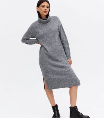 roll neck midi jumper dress