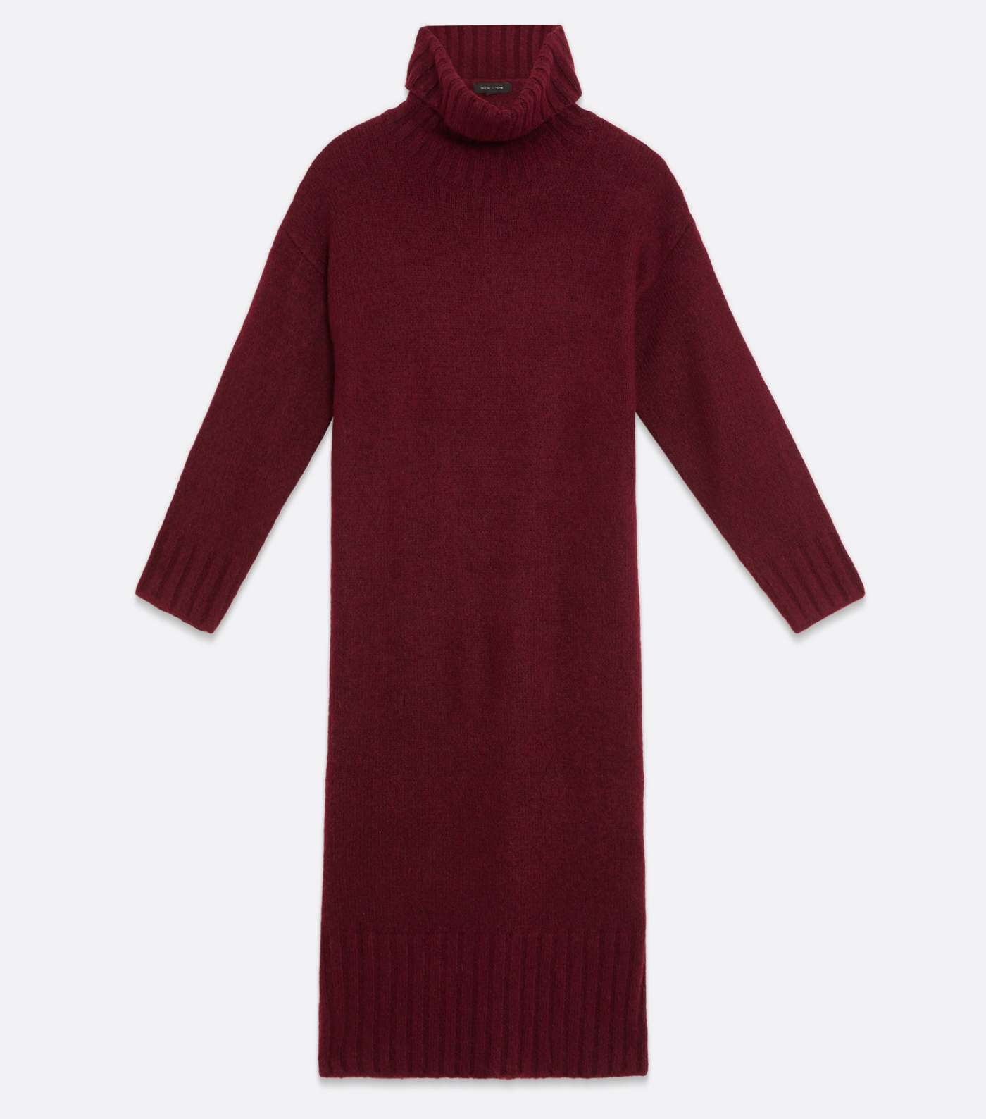 Burgundy Knit Roll Neck Midi Dress Image 5
