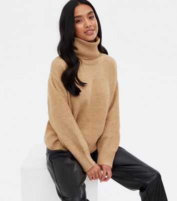 Petite Camel Roll Neck Jumper | New Look