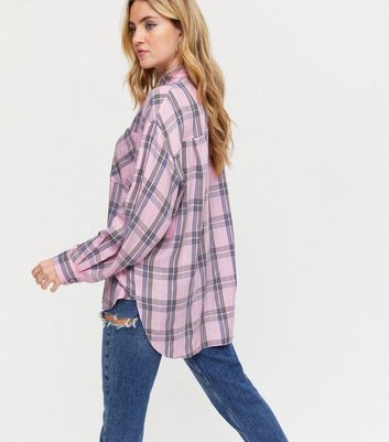 Pink Check Oversized Shirt | New Look