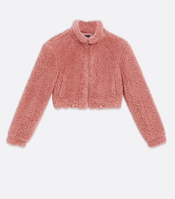 Girls pink store teddy jacket