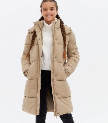 Curves Grey Quilted Long Hooded Puffer Jacket | New Look