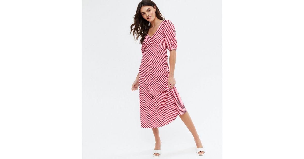 gingham midi dress new look