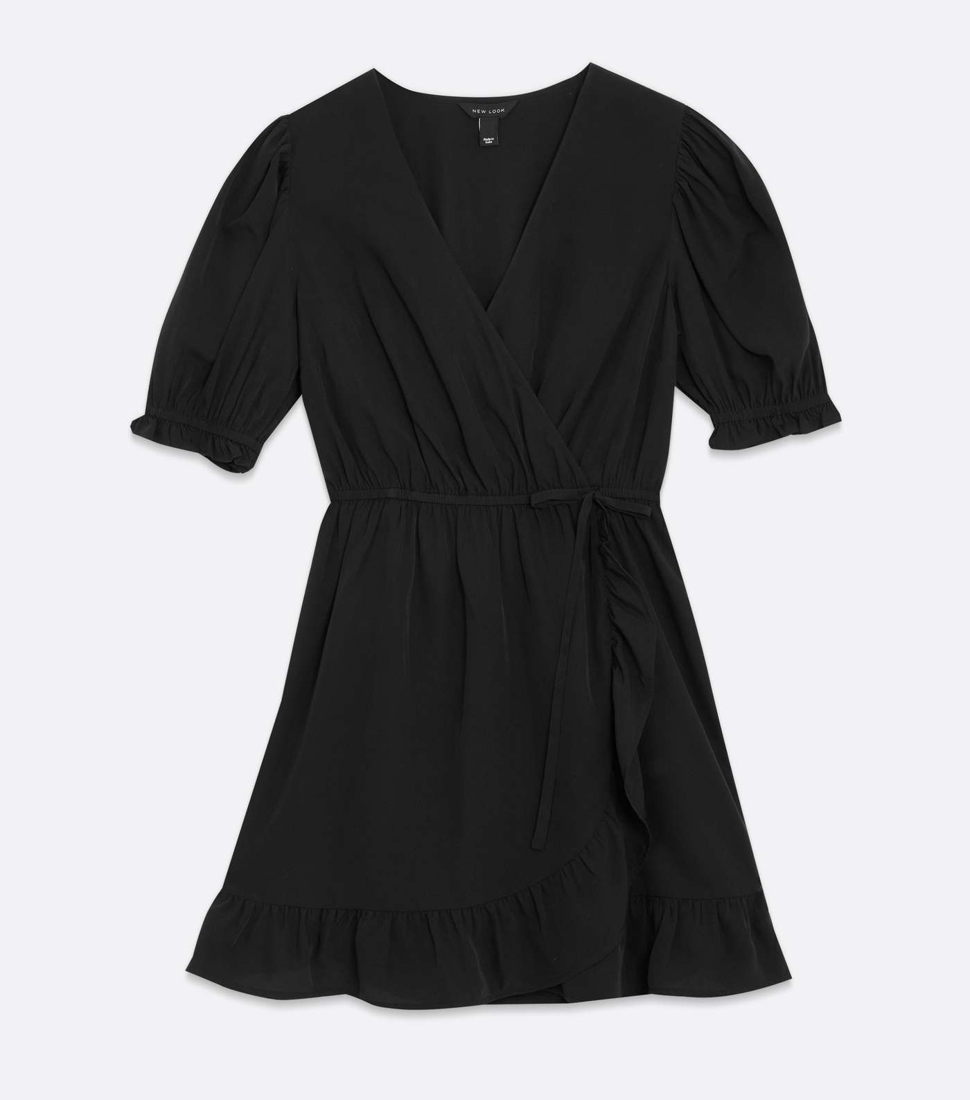 Black Frill Wrap Mini Dress Image 5