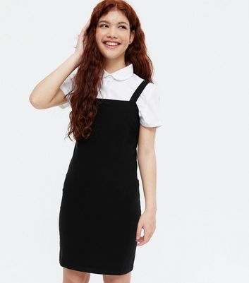 Girls black sales pinafore dress