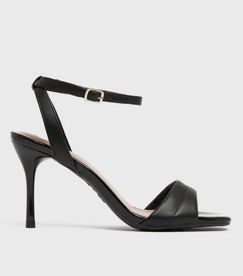 Black Padded Strap Stiletto Heel 