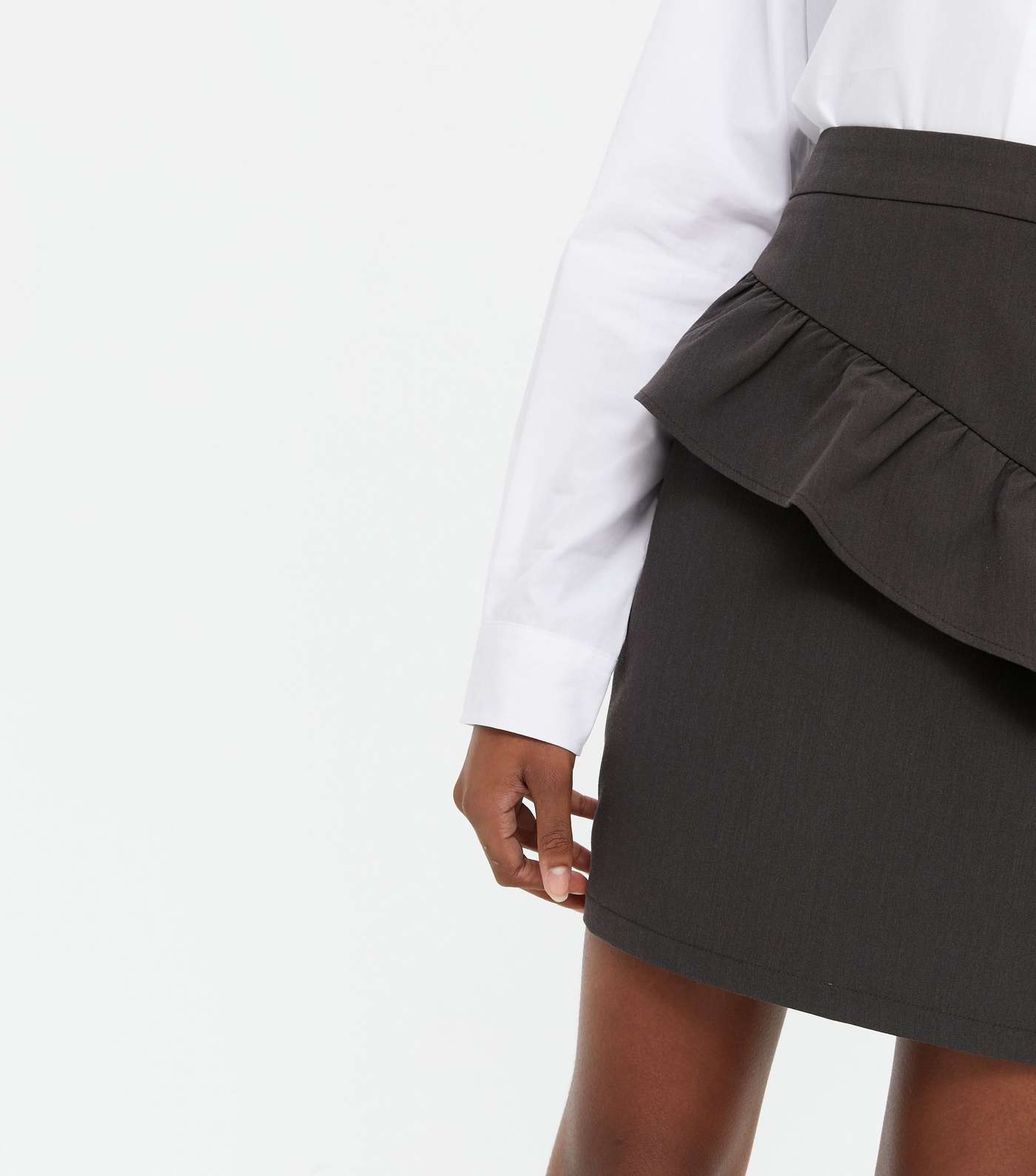 Girls Dark Grey High Waist Ruffle Skirt Image 3