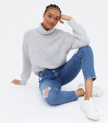 Grey polo neck store jumper ladies