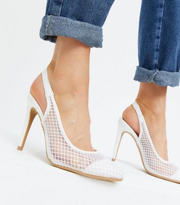 Mesh clearance white heels