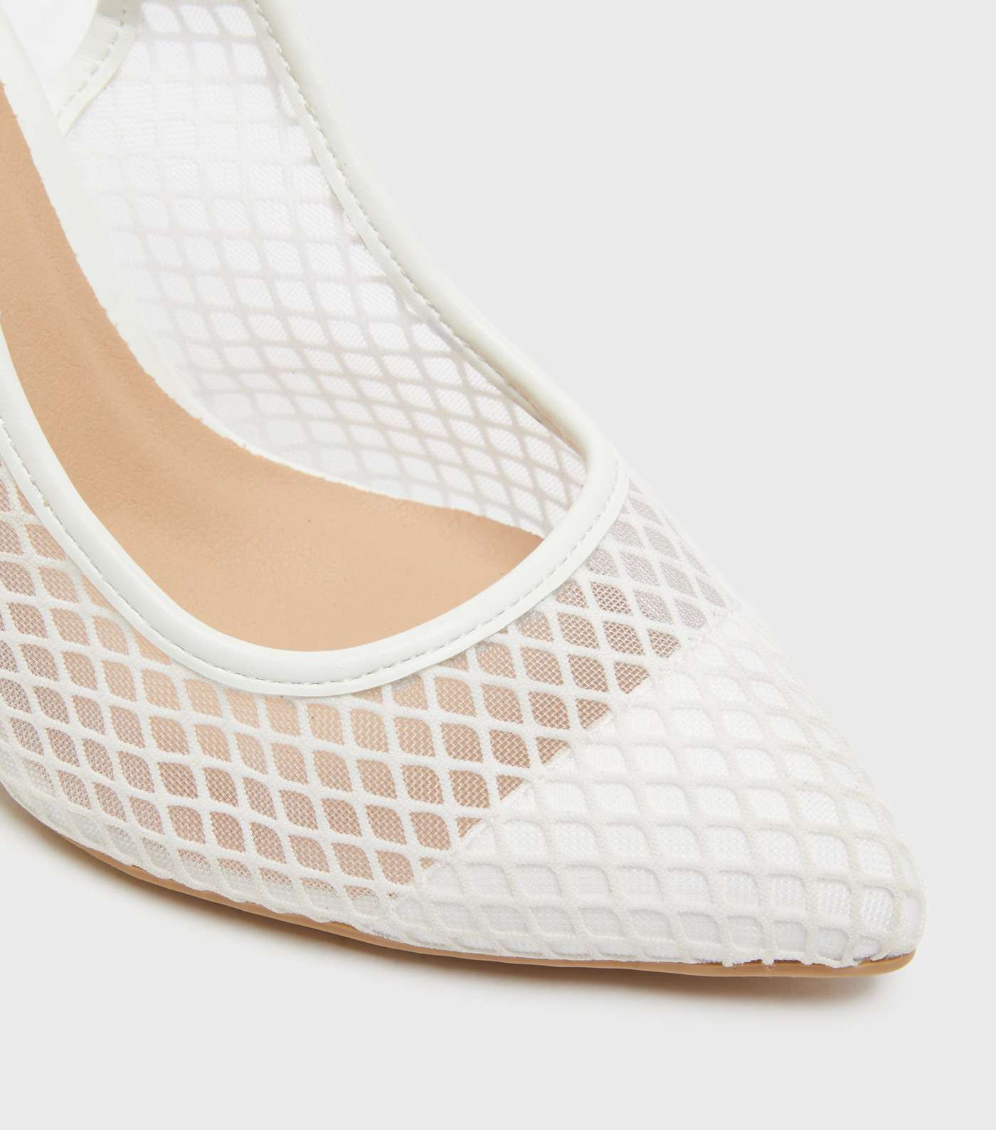 White Mesh Slingback Stiletto Court Shoes Image 4