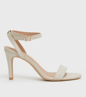 Off White Leather-Look Stiletto Heel Sandals | New Look