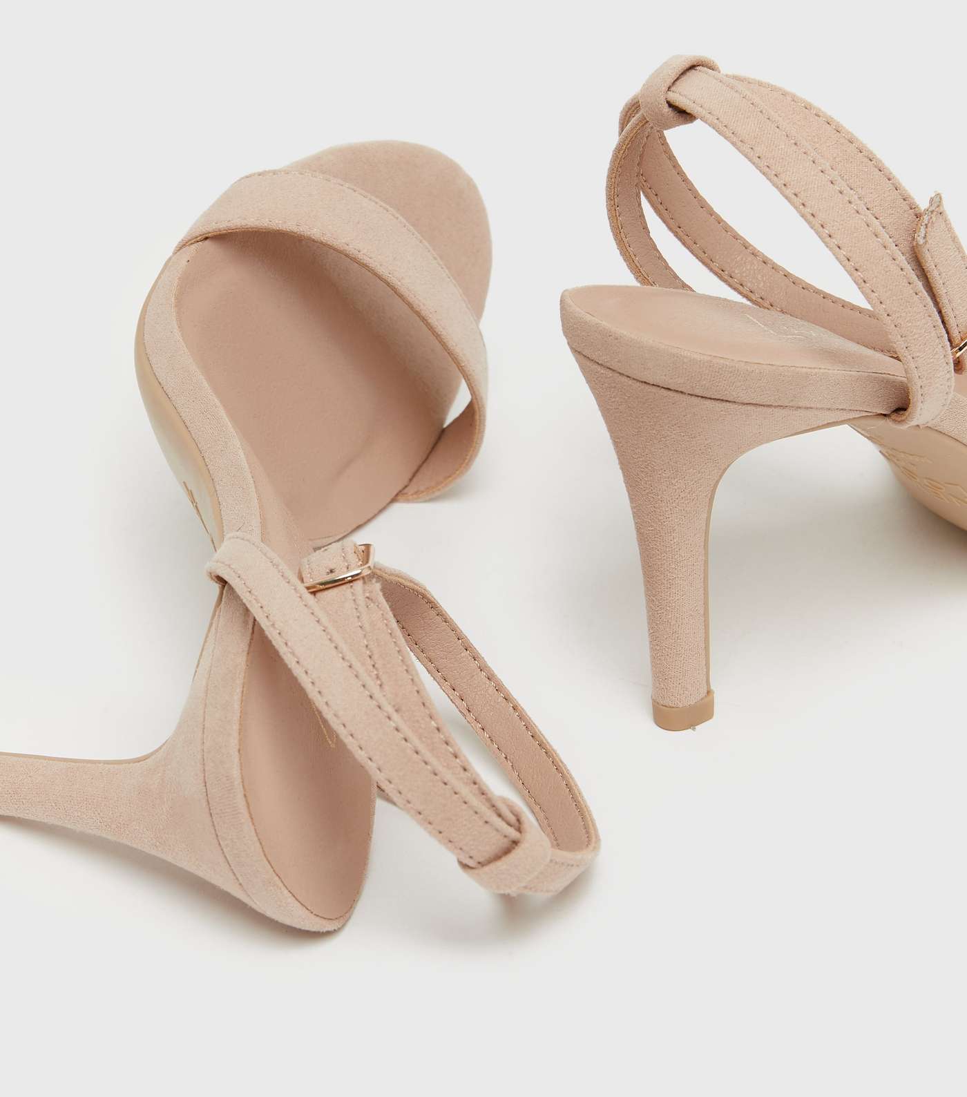 Cream Suedette Stiletto Heel Sandals Image 4