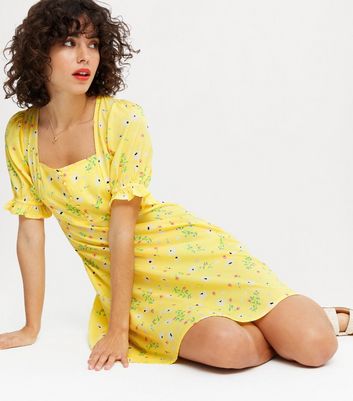 New look outlet yellow floral dress