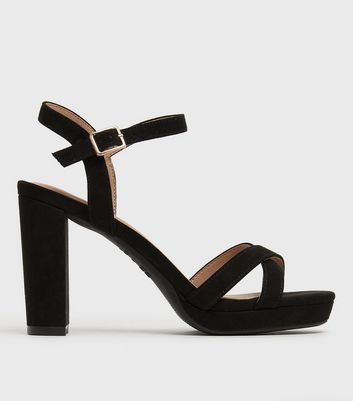 platform black sandals heels