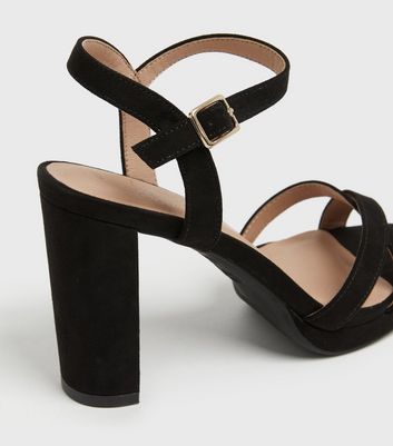 Black Suedette Chunky Block Heel 