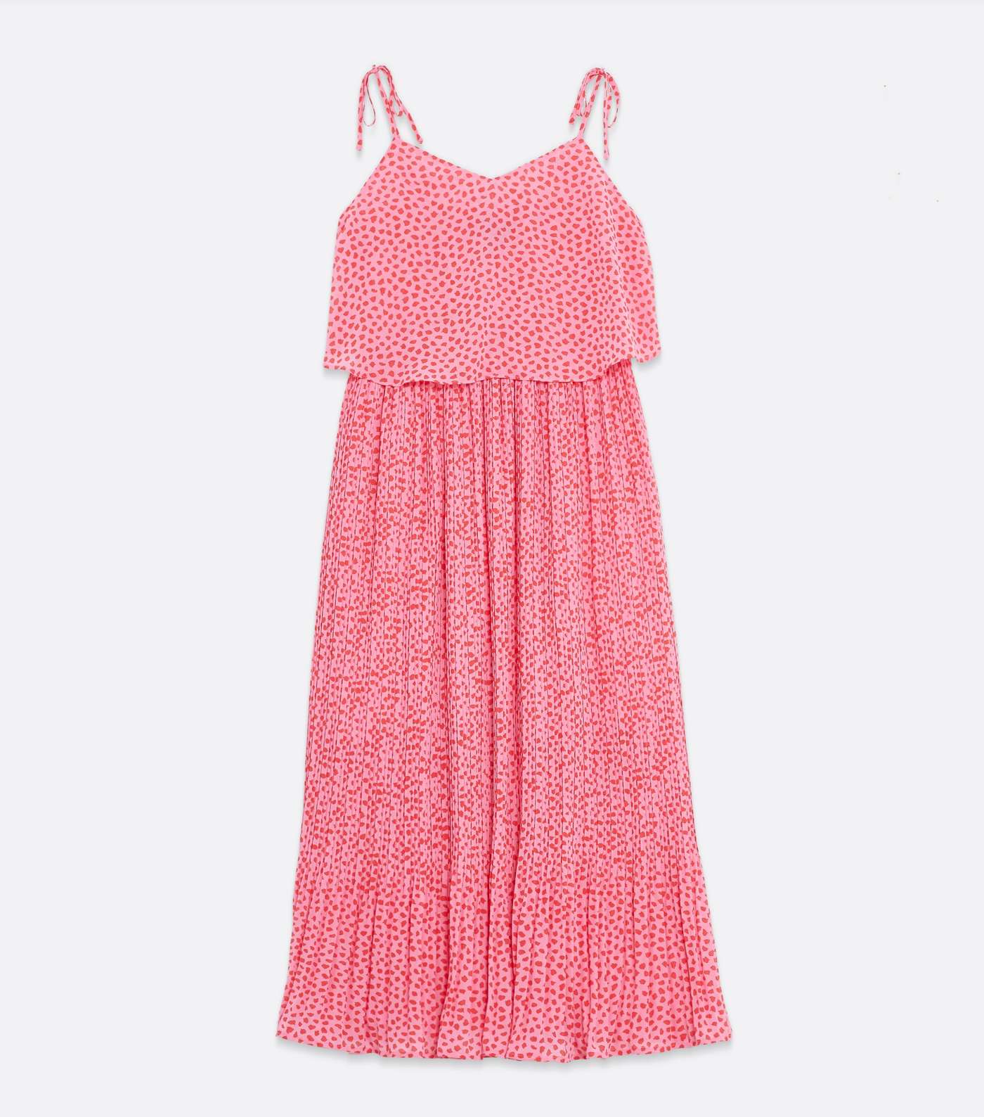 Pink Animal Print Pleated Midi Dress Image 5