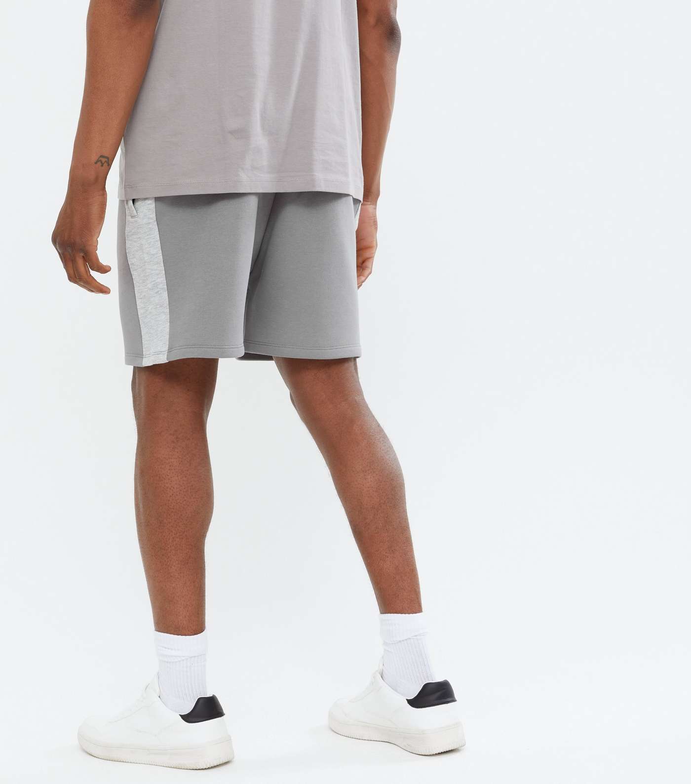 Grey Marl Side Stripe Shorts Image 4