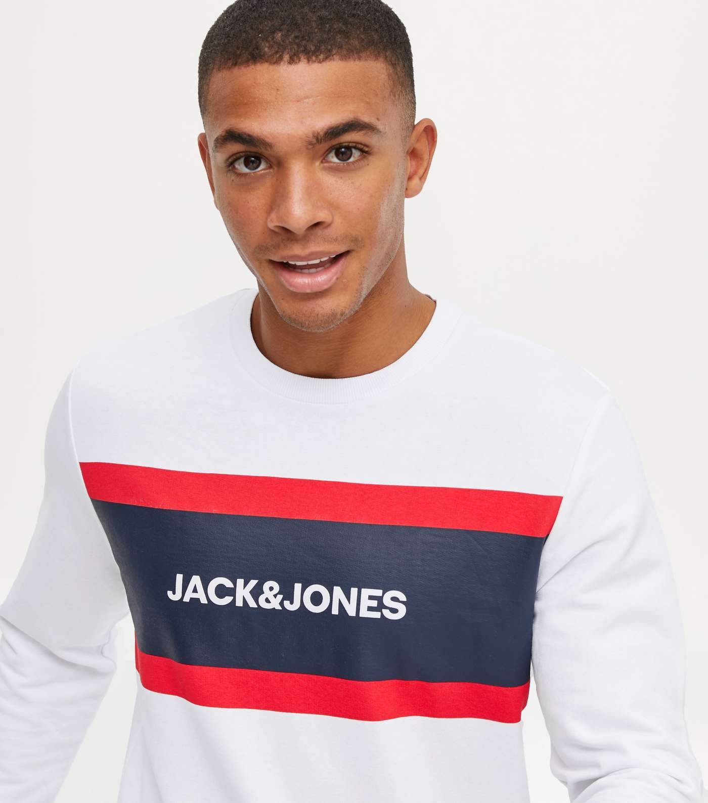 Jack & Jones White Logo Crew Neck Sweatshirt Image 3