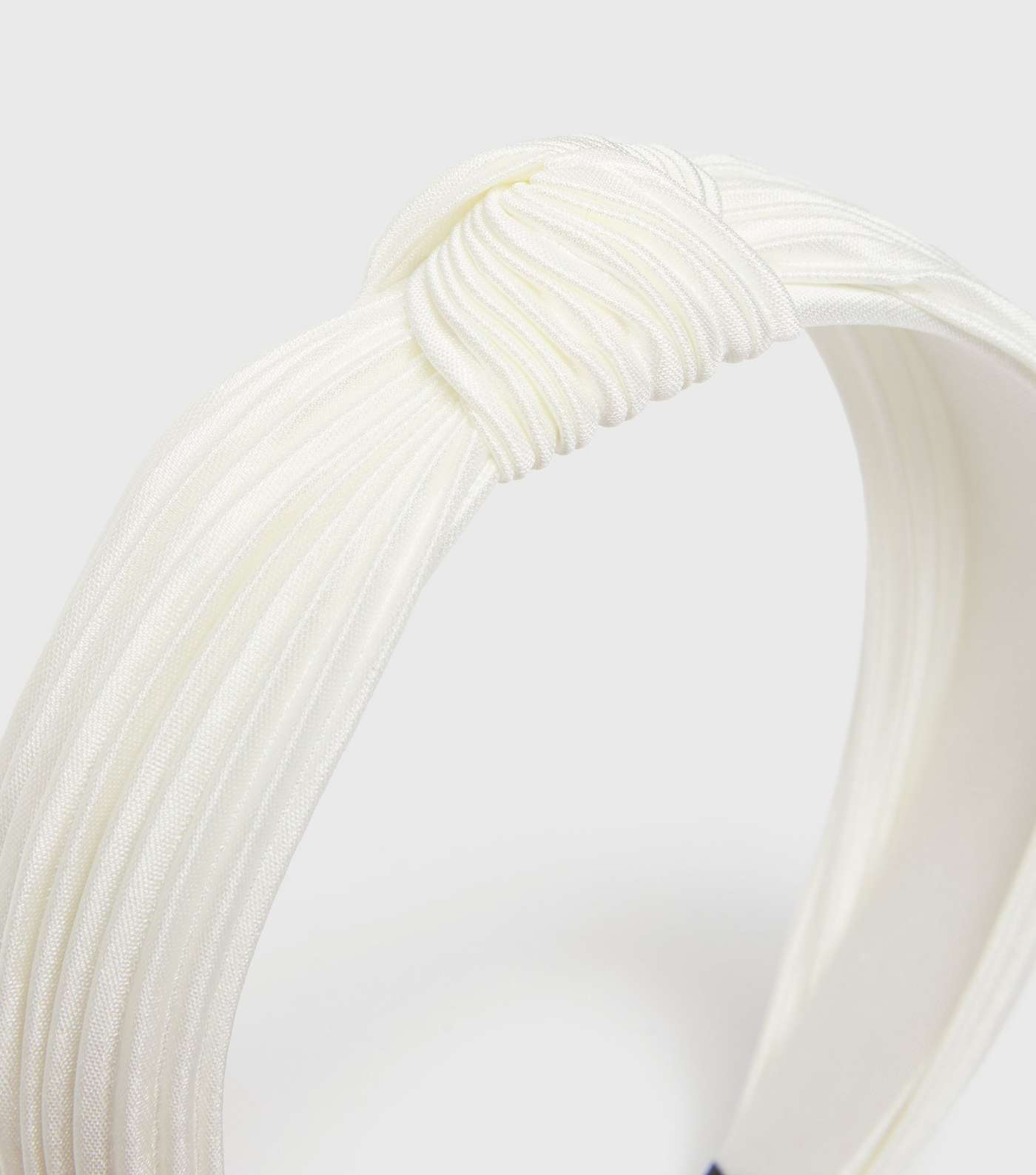 Off White Plissé Knot Headband Image 2
