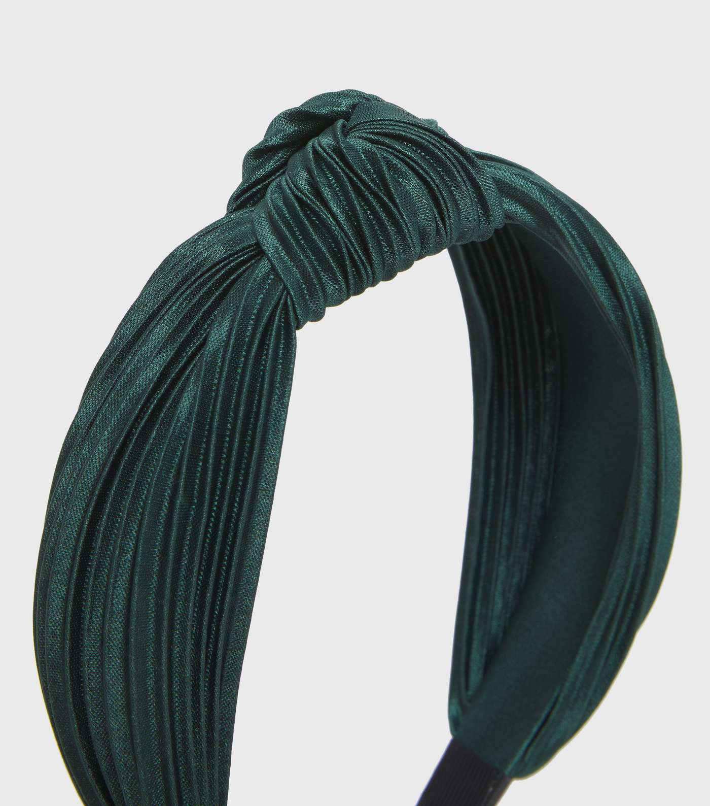 Dark Green Plissé Knot Headband Image 2