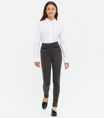 Girls Dark Grey Leather-Look Pocket 