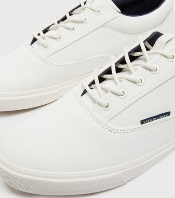 Mens Jack Jones White Canvas Lace Up Trainers New Look