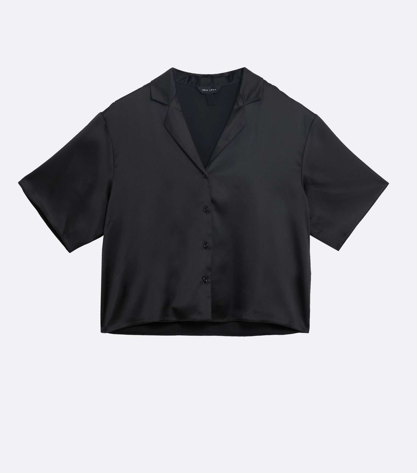 Black Satin Revere Collar Shirt  Image 5
