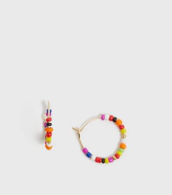1pair Bohemian Style Multicolor Beaded Hoop Earrings For Women's Vacation,  Party And Daily Wear | SHEIN