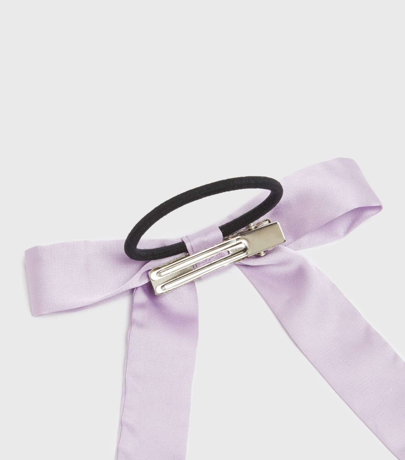 Lilac Satin Bow Clip Hair Band  Image 2