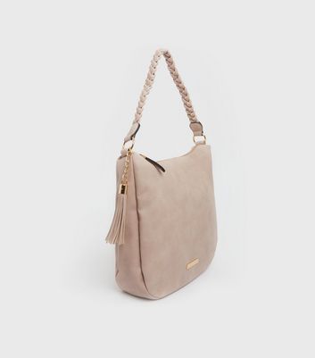 Damen Accessoires Pale Pink Leather-Look Plaited Strap Tote Bag
