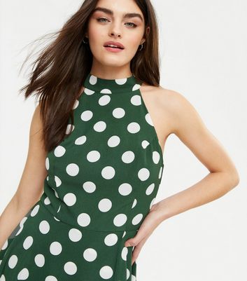 River island swing dress with hot sale high neck in polka dot