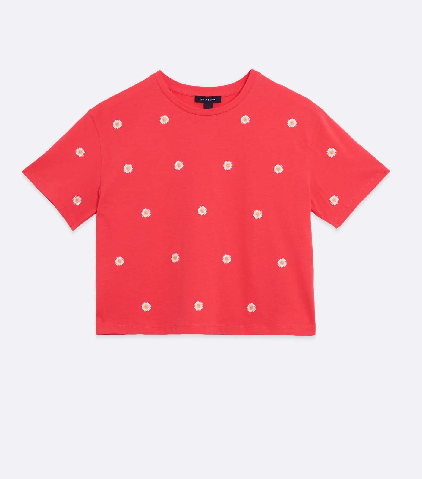 Red Floral Embroidered Boxy T-Shirt  Image 5