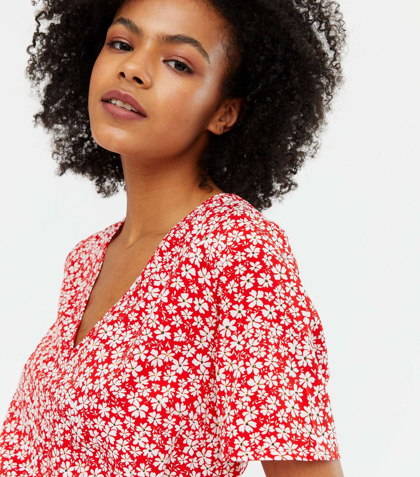 Red Floral Jersey Tie Back Playsuit Image 3