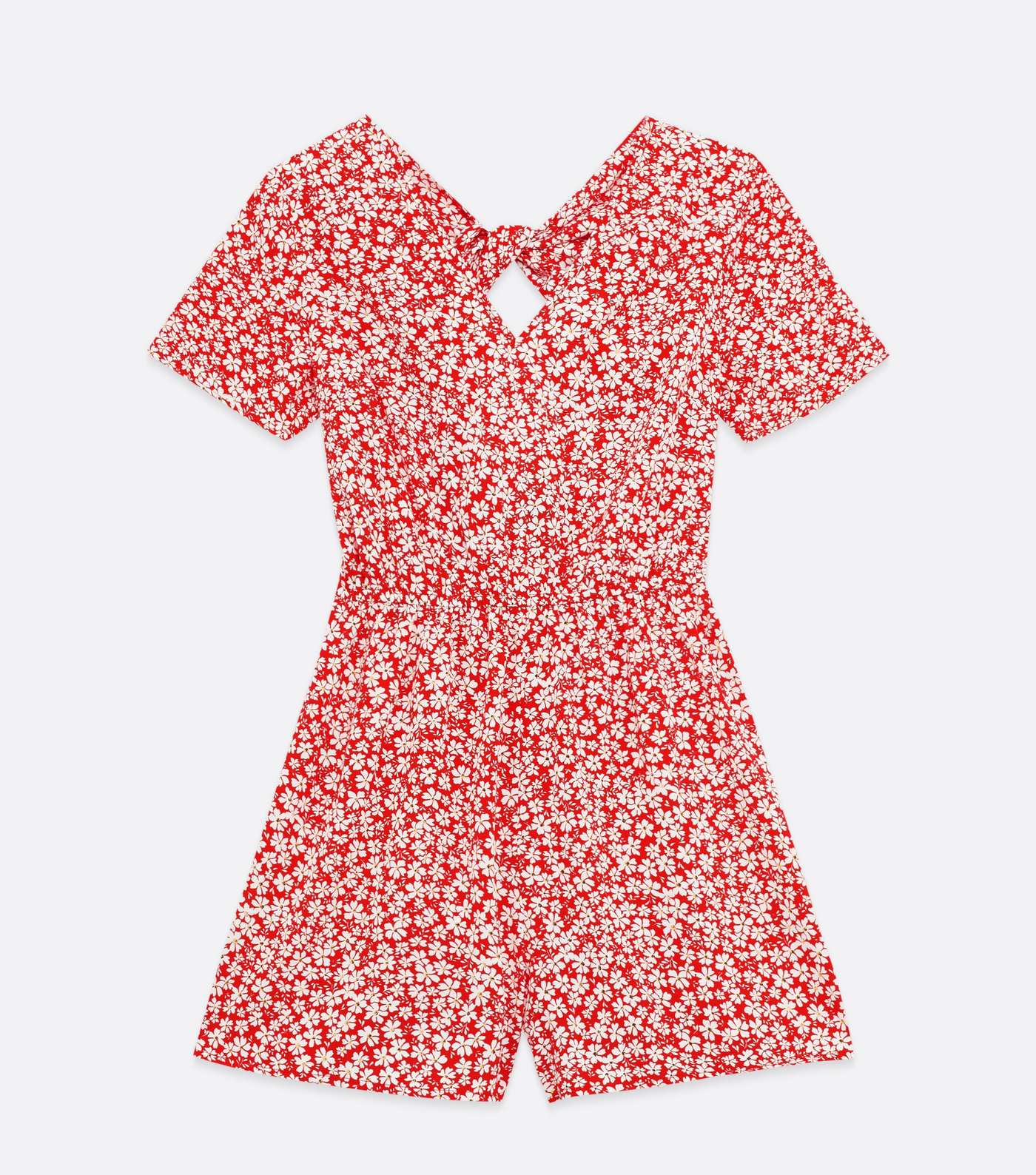 Red Floral Jersey Tie Back Playsuit Image 5