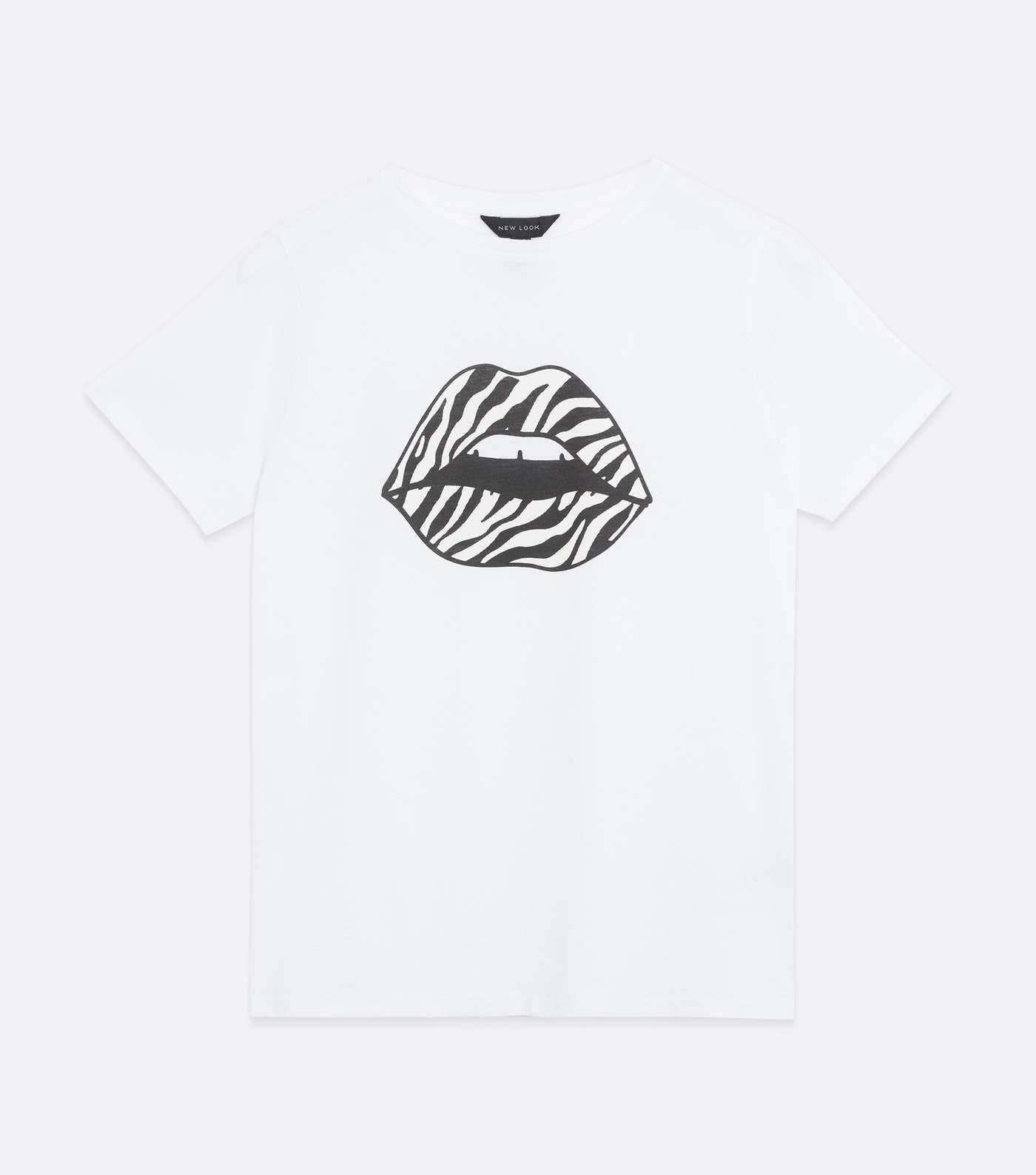 White Zebra Print Lips Logo T-Shirt Image 5