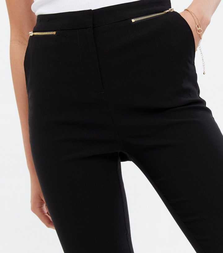 Black Zip Pocket Skinny Stretch Trousers